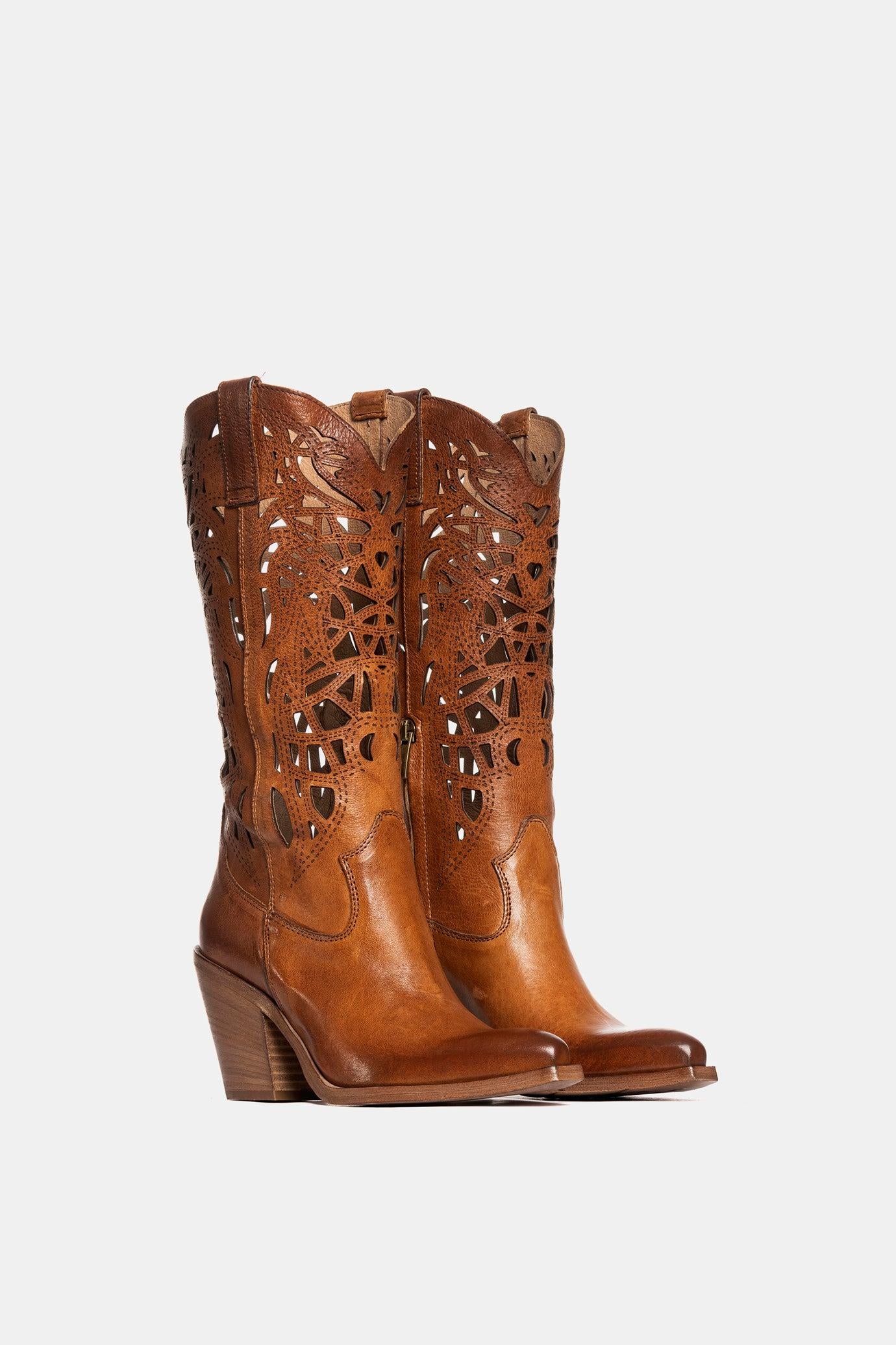 METISSE Stivali Texani in Rag Cuoio 