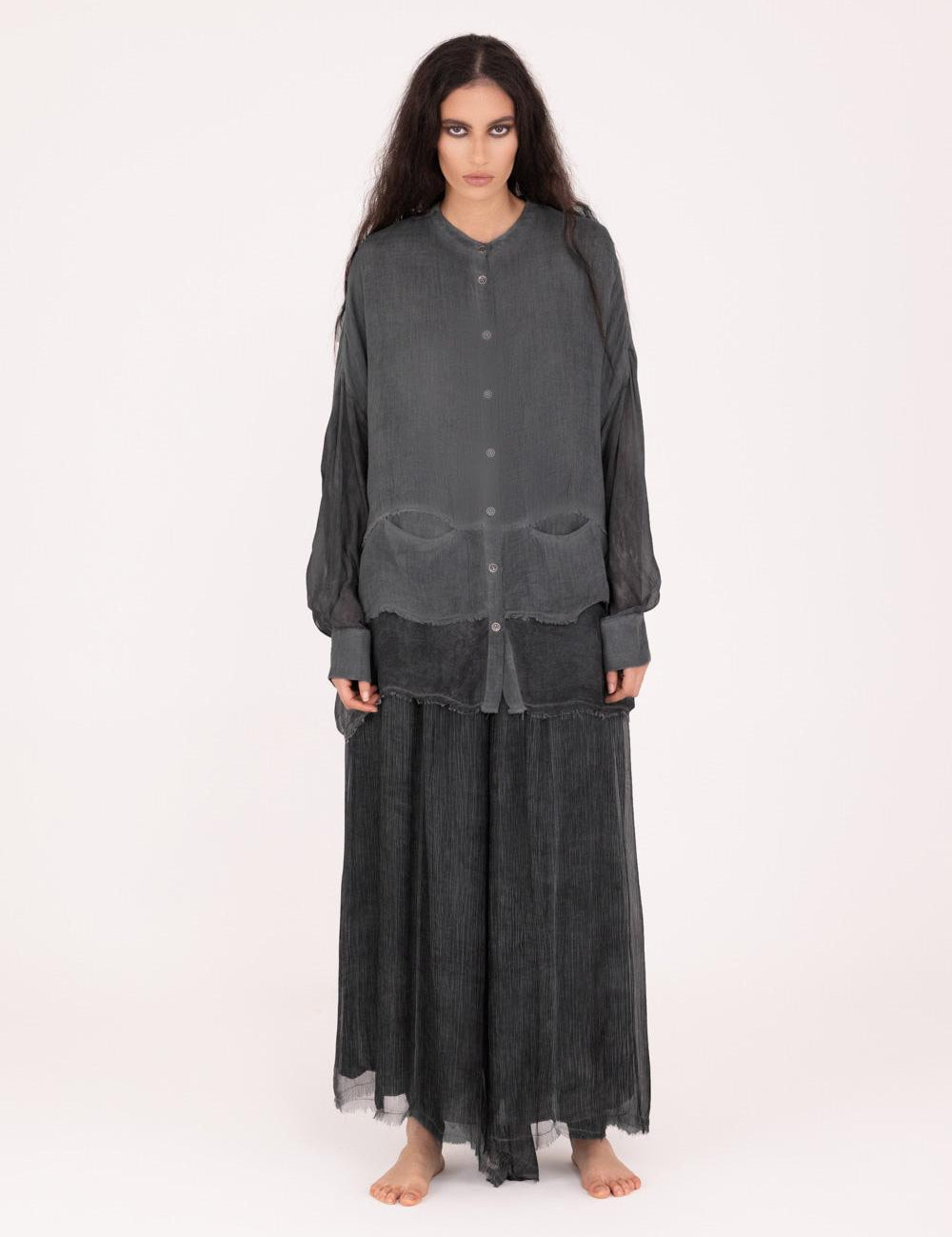 SANCTAMUERTE Giacca OVER62064000 in misto seta emeral grey 