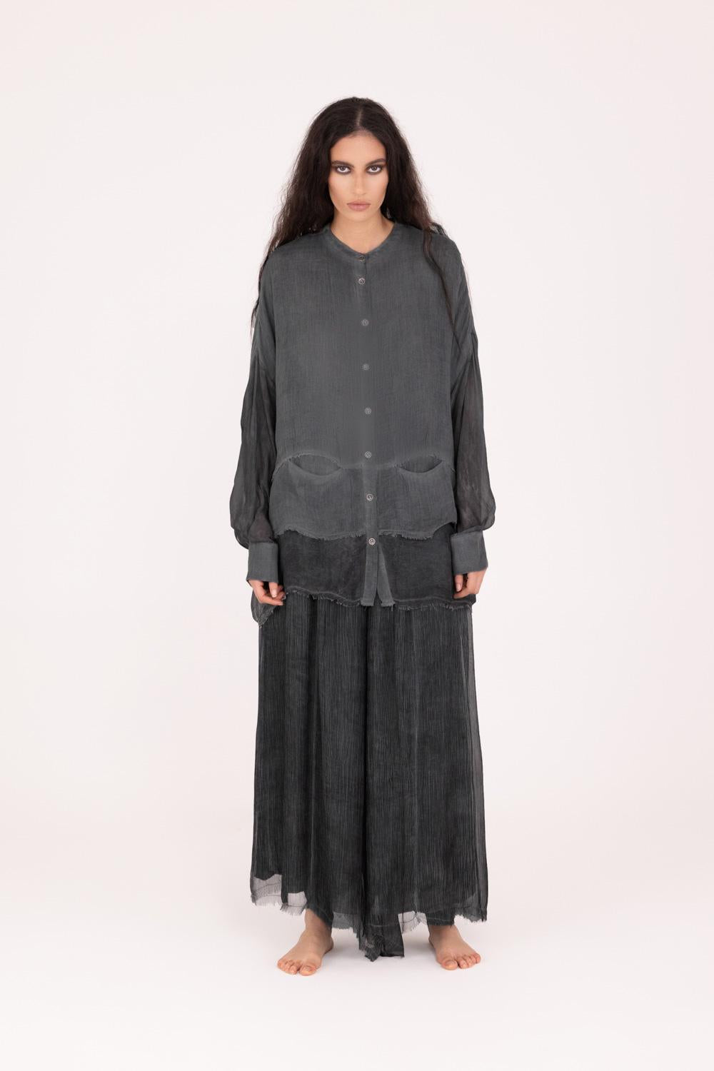 SANCTAMUERTE Giacca OVER62064000 in misto seta emeral grey 