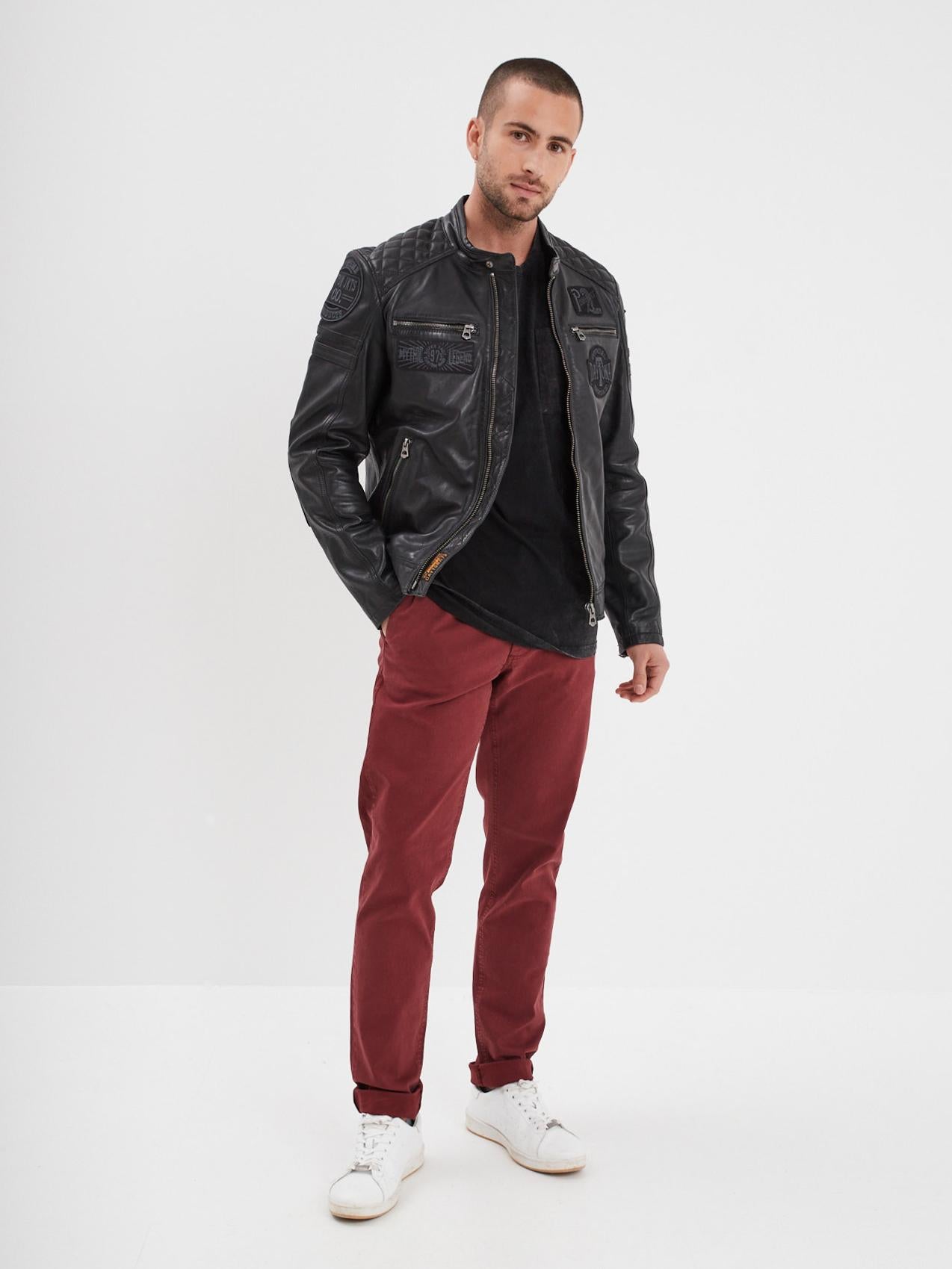 DAYTONA 73 Giacca in pelle nera uomo Walkor 