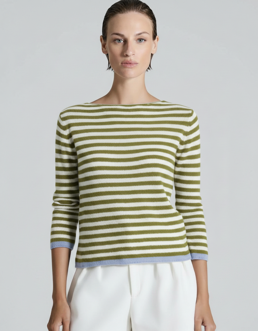 BE YOU GERALDINEALASIO Maglia Benedicta verde/bianco 