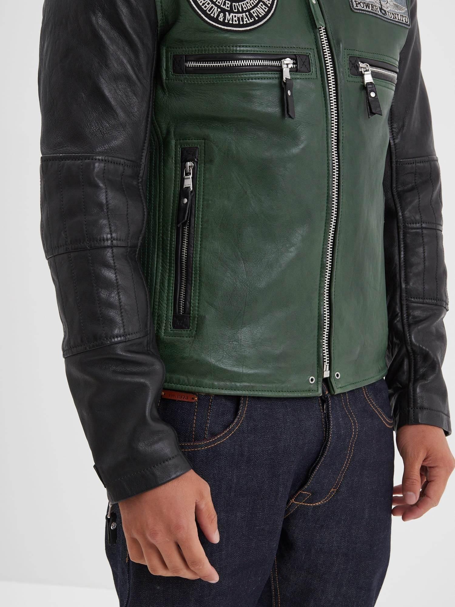 DAYTONA 73 Giacca in pelle verde uomo Roscoda 