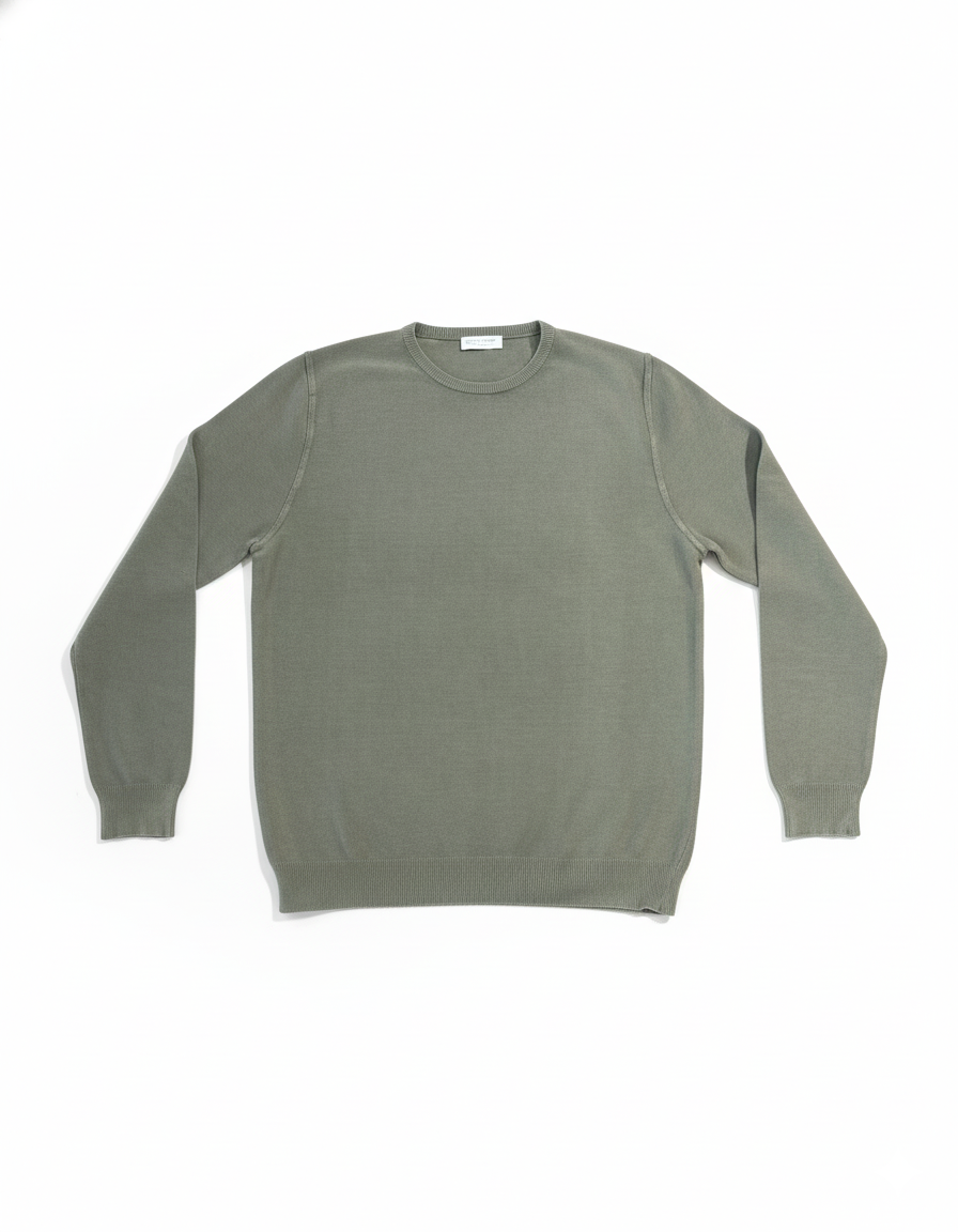 FRANCESCO PIERI MAGLIERIA Maglia girocollo in cotone verde salvia 