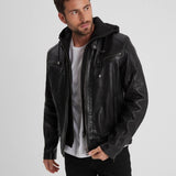 DAYTONA 73 Giacca uomo in pelle nera Bishop Black 