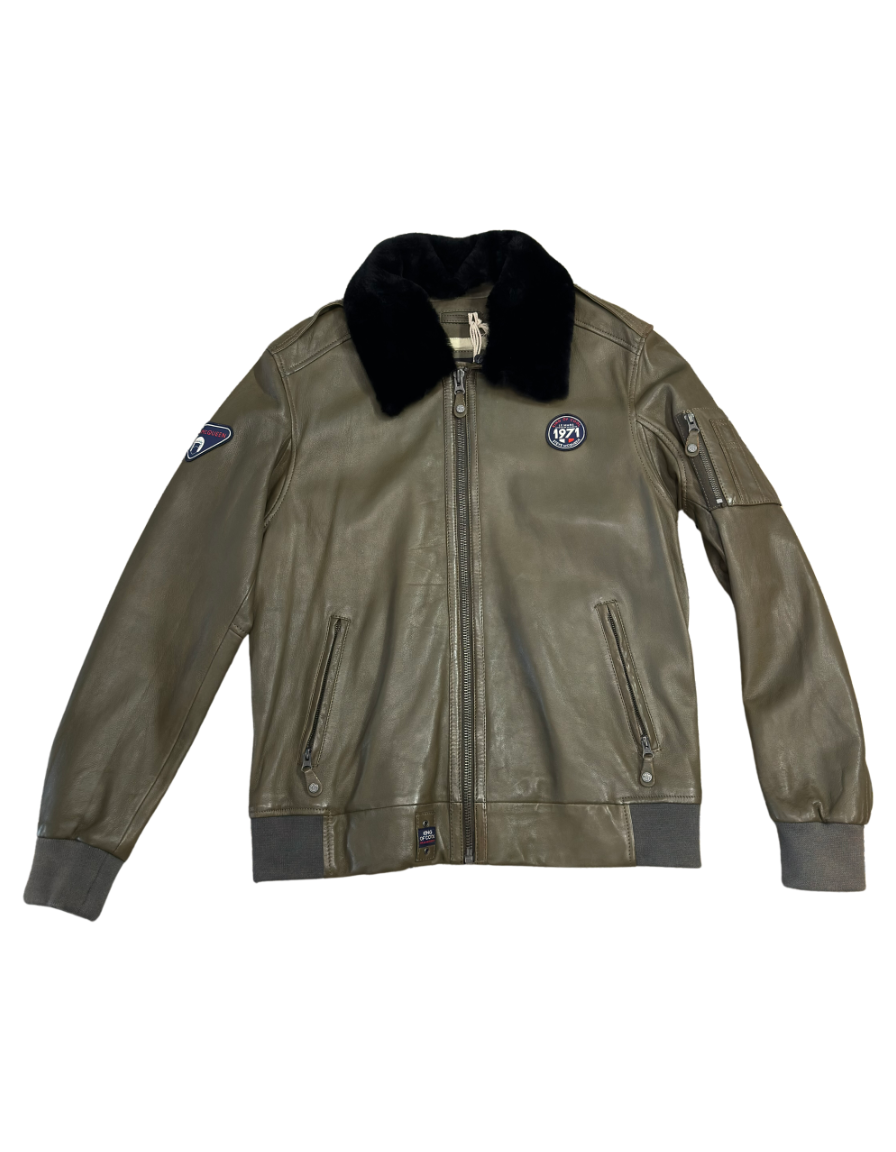 STEVE MCQUEEN Giacca pelle John3 Dark Kaki 