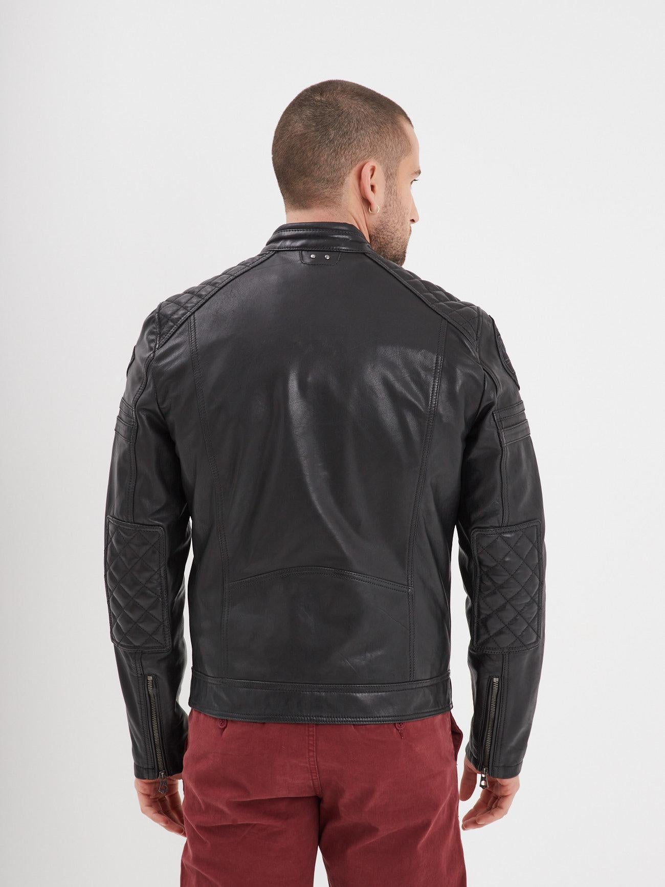 DAYTONA 73 Giacca in pelle nera uomo Walkor 