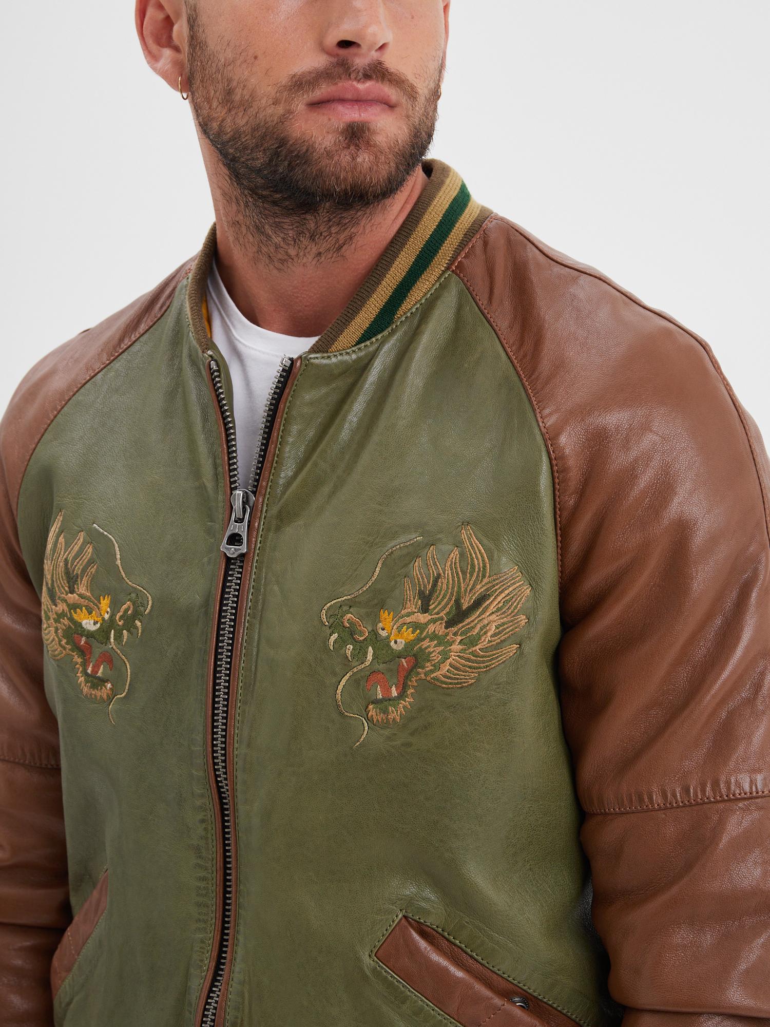 DAYTONA 73 Giacca uomo in pelle verde Hanks 
