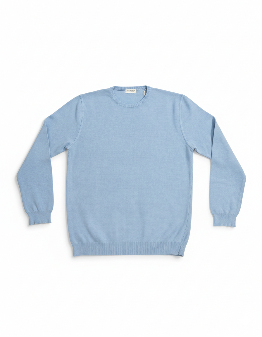 FRANCESCO PIERI MAGLIERIA Maglia girocollo in cotone azzurro 