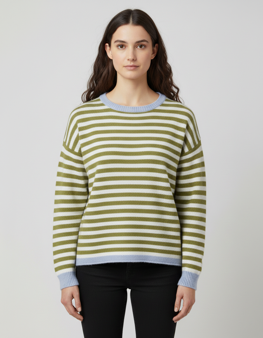 BE YOU GERALDINEALASIO Maglia Benedicta verde/bianco 