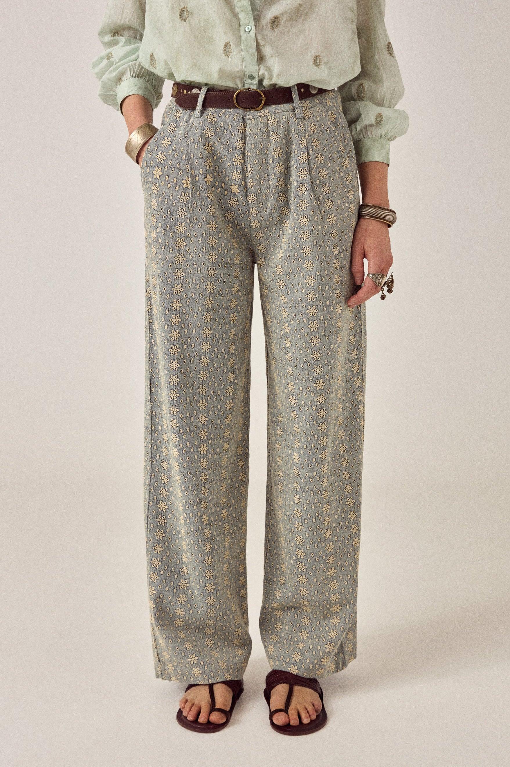 MAISON HOTEL Pantalone donna Theodore Western Lace in cotone ricamato 