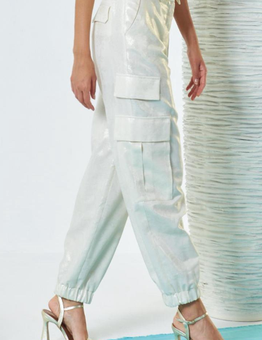 HANAMI D'OR Pantaloni cargo donna Platinum color platino 