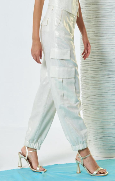 HANAMI D'OR Pantaloni cargo donna Platinum color platino 
