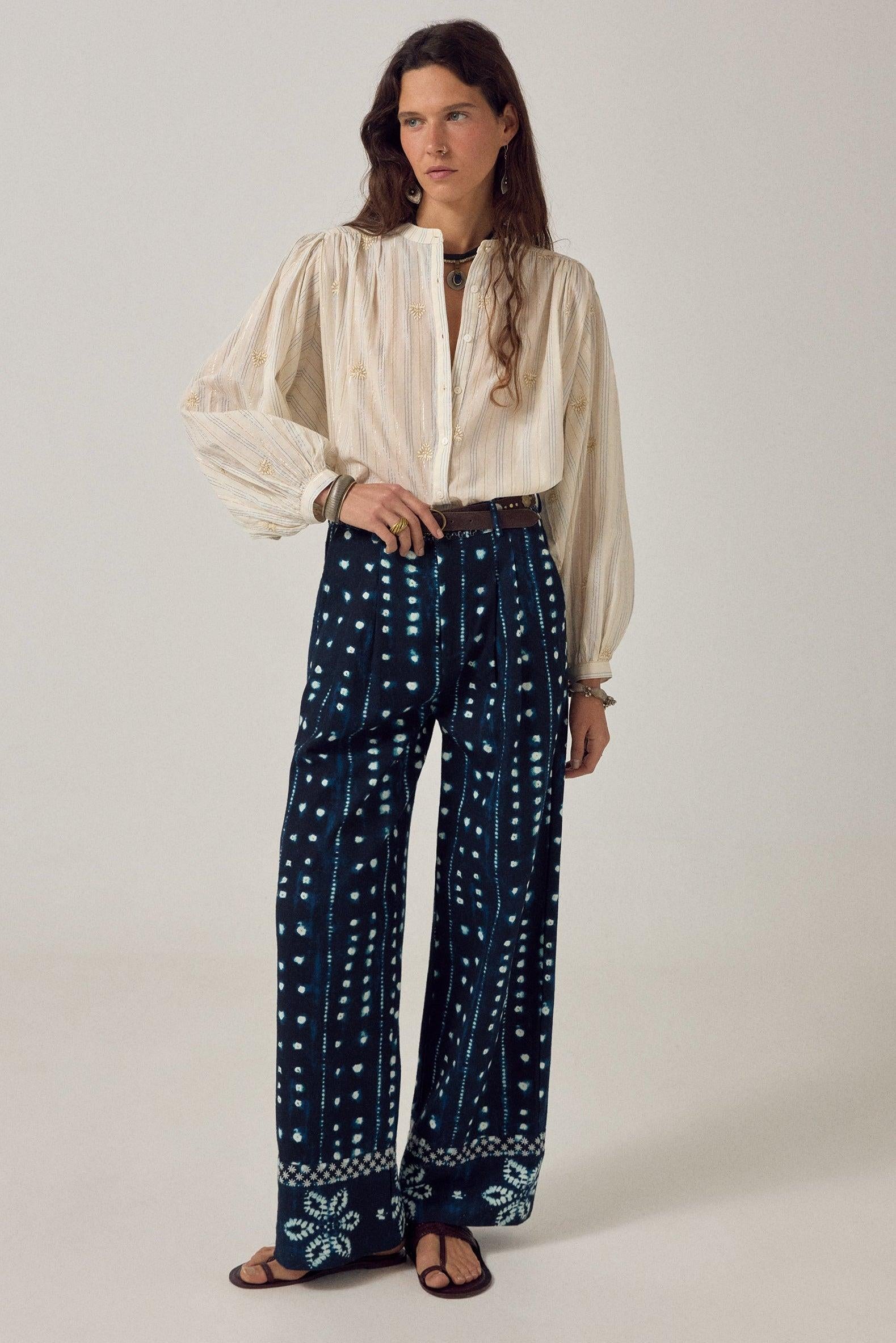 MAISON HOTEL Blusa donna Caroline in cotone a righe lurex 