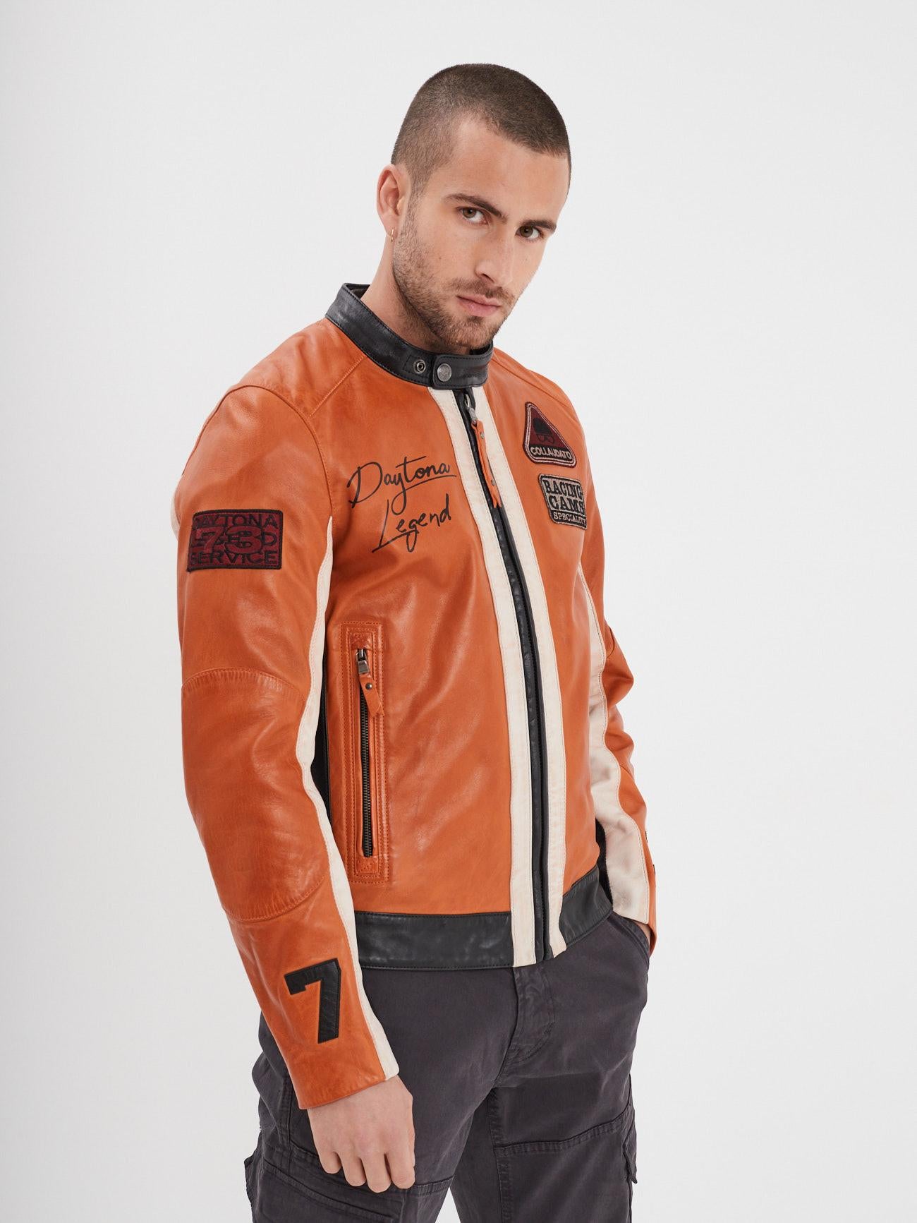 DAYTONA 73 Giacca in pelle arancione uomo Boller 