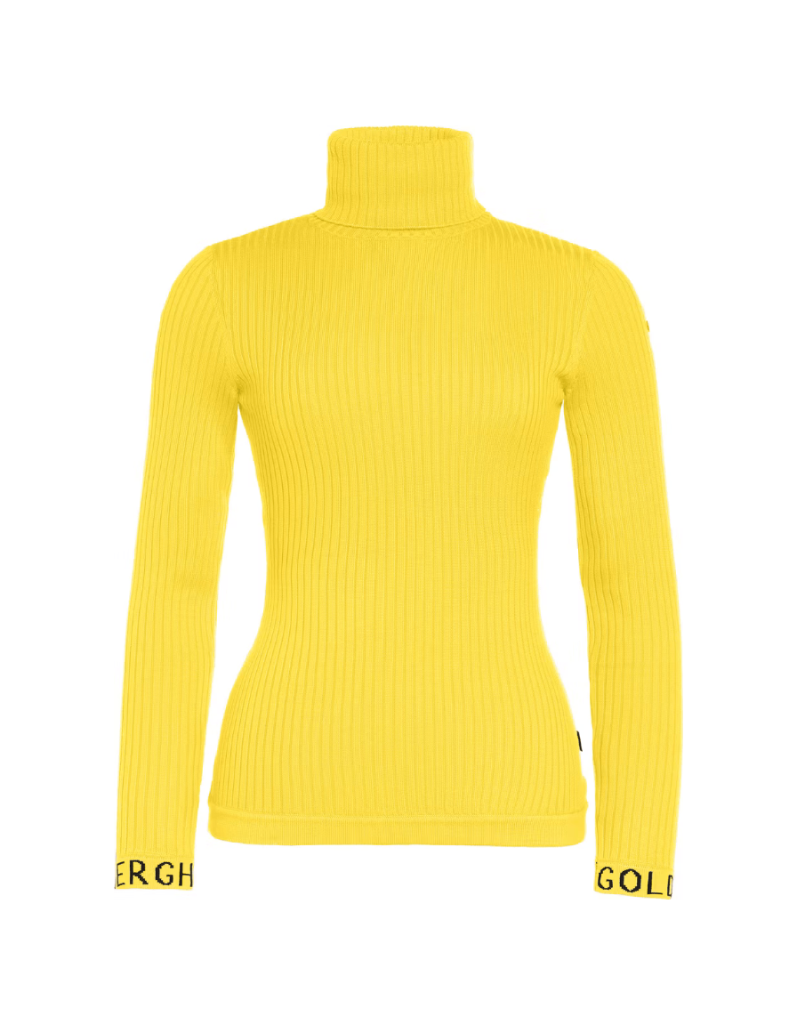 GOLDBERGH Maglia donna Mira collo alto a costine slim fit gialla 