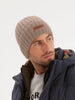 Berretto con risvolto in lana beige