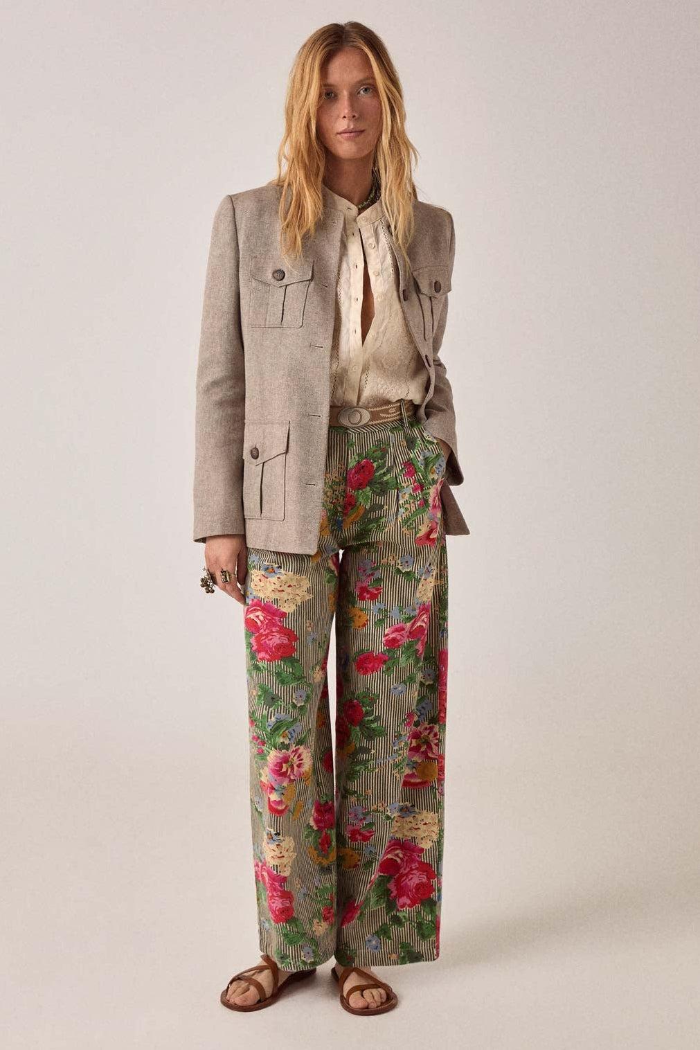 MAISON HOTEL Blusa donna Virginia in cotone e lino ricamata 