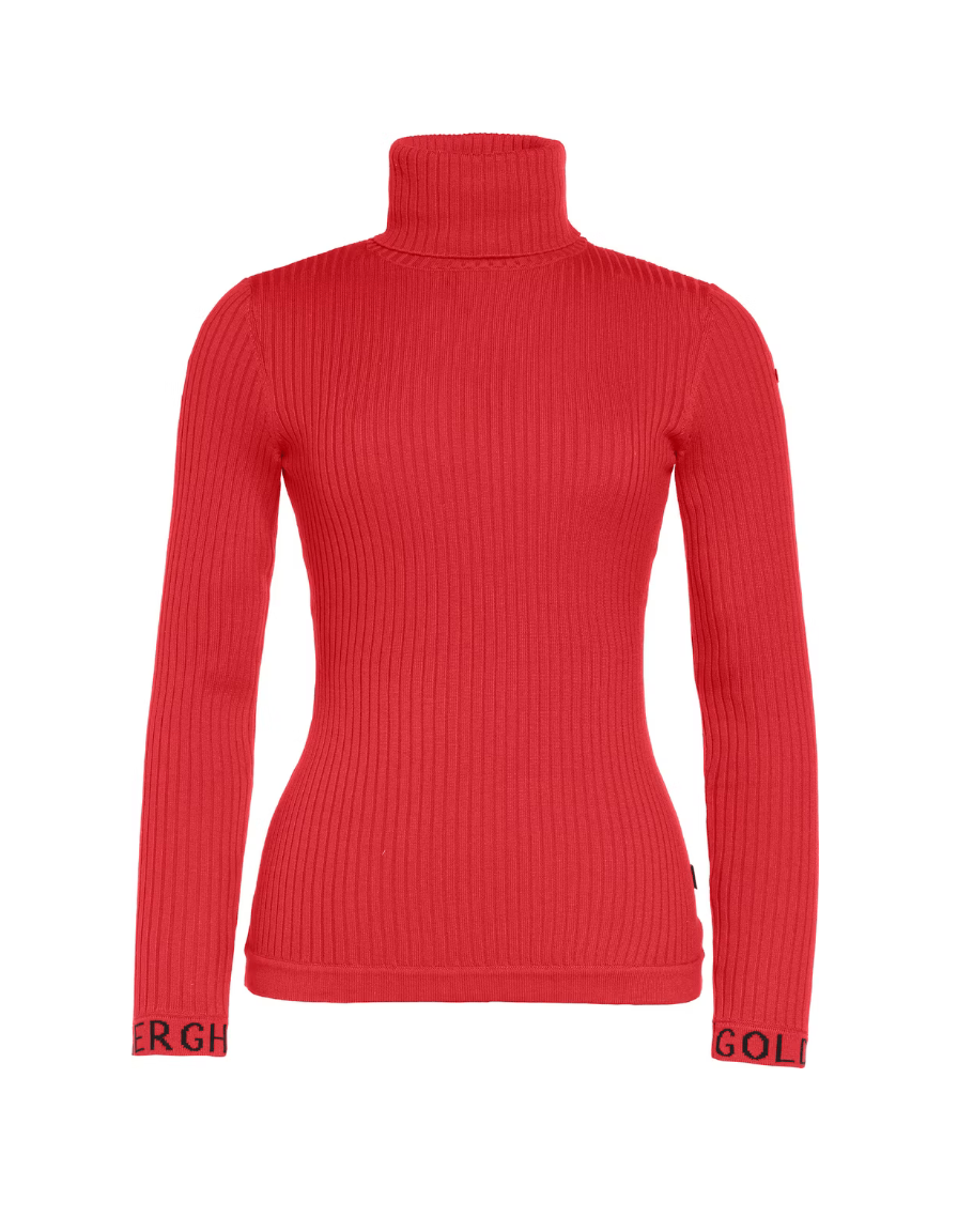 GOLDBERGH Maglia donna Mira collo alto a costine slim fit rossa 