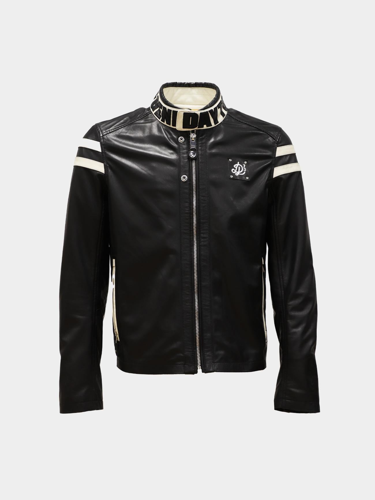 DAYTONA 73 Giacca in pelle nera uomo Montgomery 