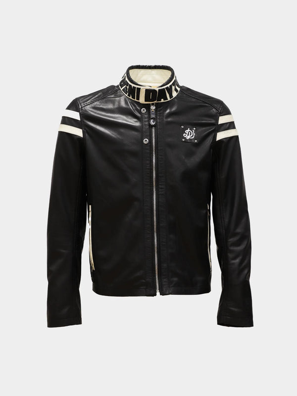 DAYTONA 73 Giacca in pelle nera uomo Montgomery 