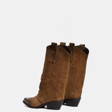 METISSE Stivali Texani in Camoscio Taupe 