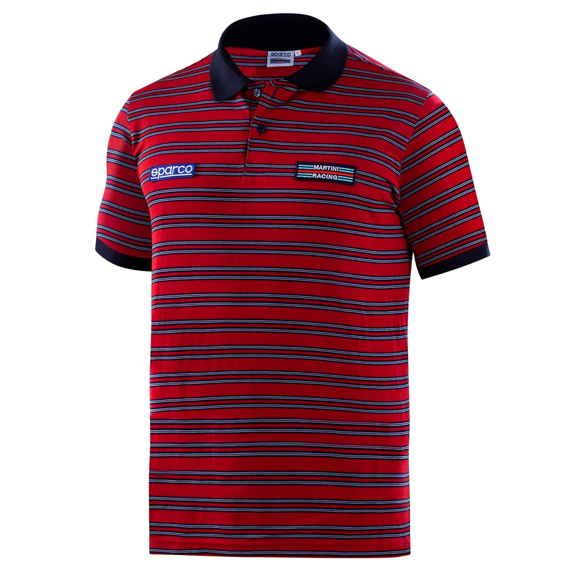 SPARCO Polo Replica Sportline Stripes Martini rossa 