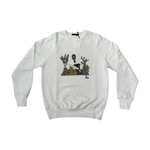 INTHEBOX Felpa unisex bianca in cotone girocollo ricamo Mr Box cactus 