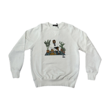 INTHEBOX Felpa unisex bianca in cotone girocollo ricamo Mr Box cactus 