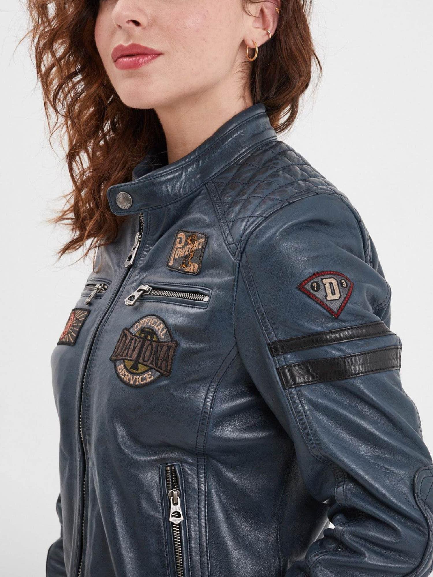 DAYTONA 73 Giacca donna in pelle blu Walkora Blue 