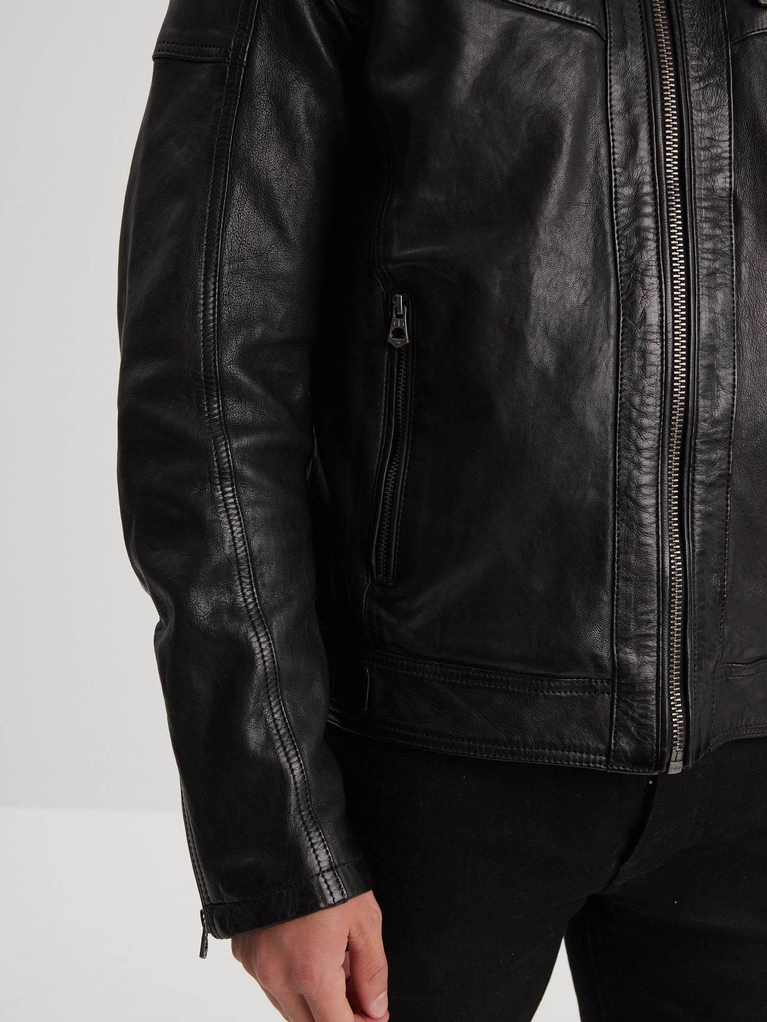 DAYTONA 73 Giacca uomo in pelle nera Bishop Black 