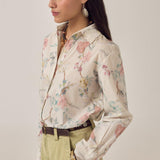 MAISON HOTEL Camicia donna Narciso Botanica in cotone floreale 
