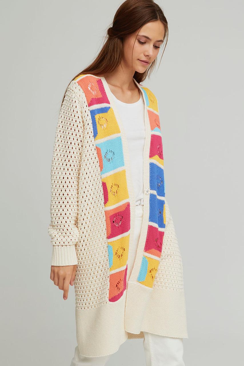 ALDO MARTINS Cardigan donna Alkanet lungo in cotone panna 