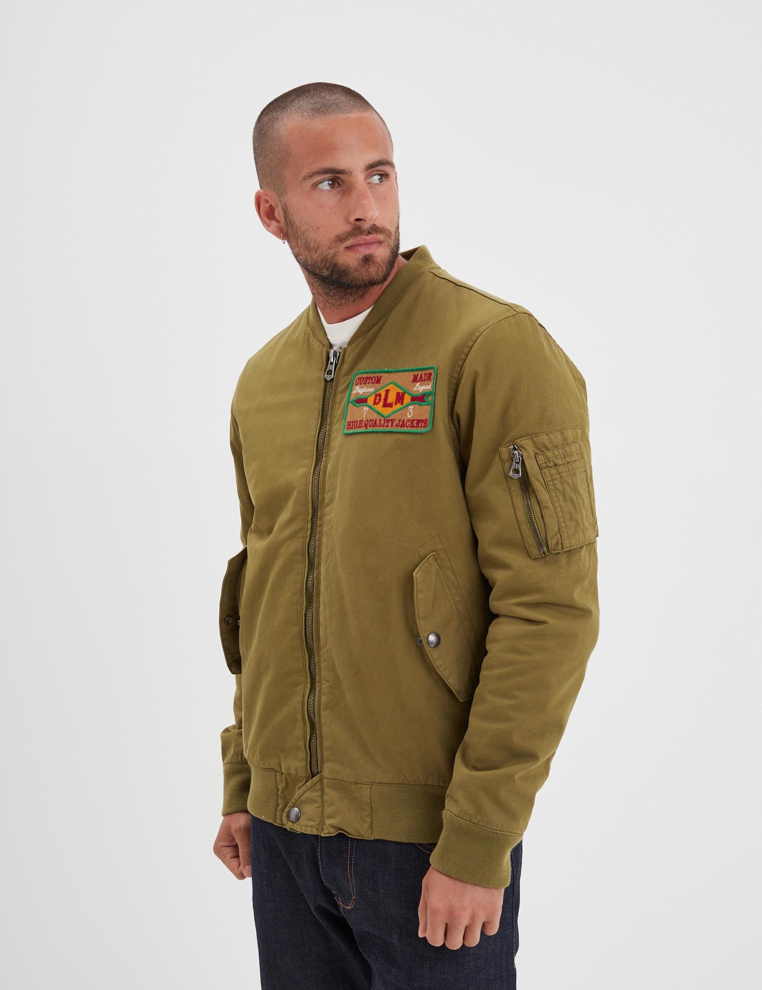 DAYTONA 73 Bomber uomo in cotone verde khaki Corpus 