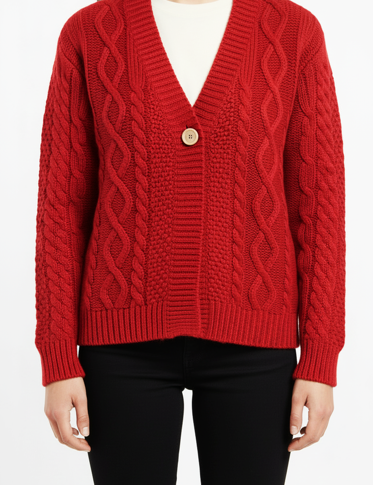 RAKKI Cardigan donna in cashmere rubino 