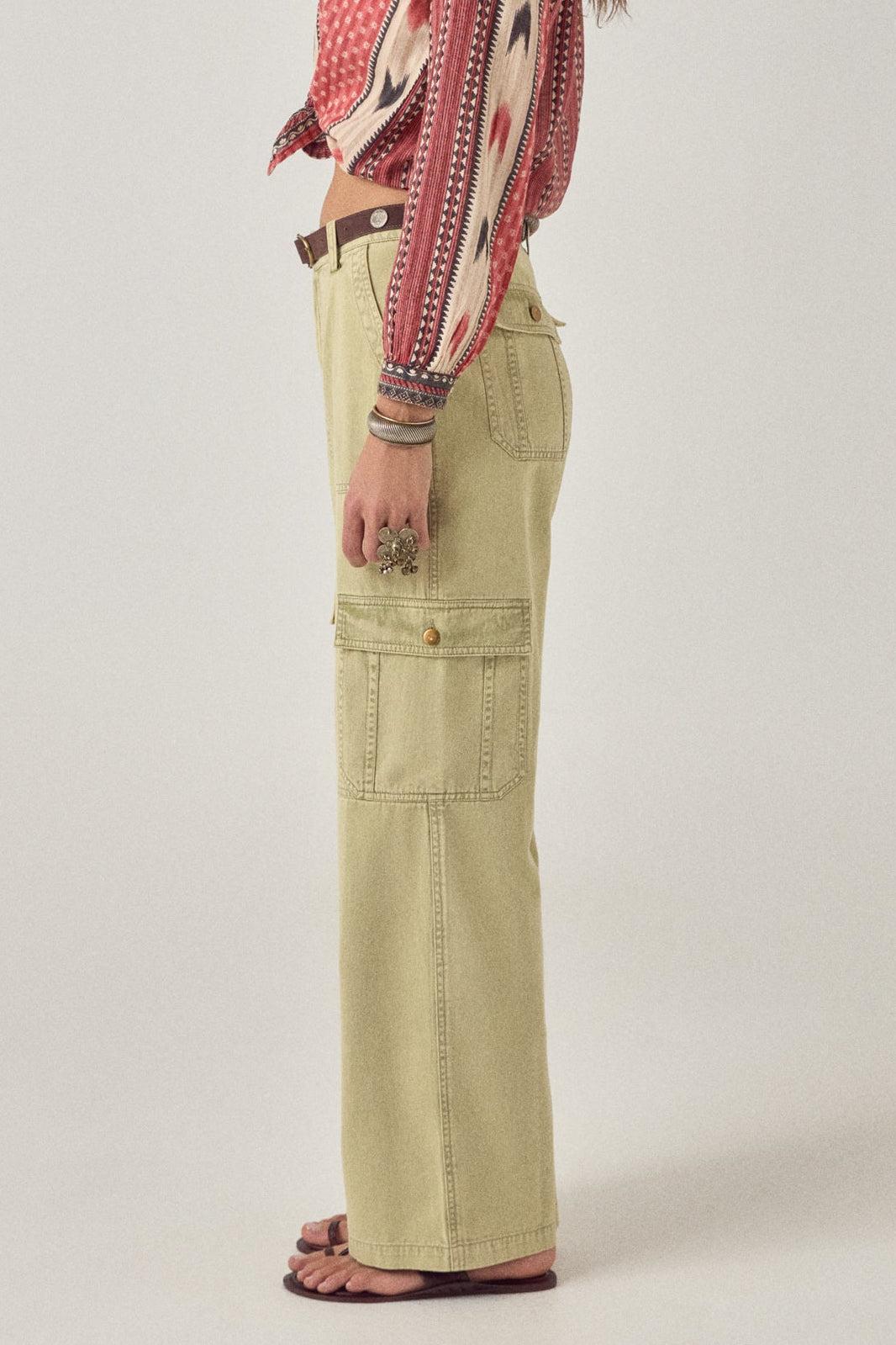 MAISON HOTEL Pantalone donna Pika cargo in cotone khaki 