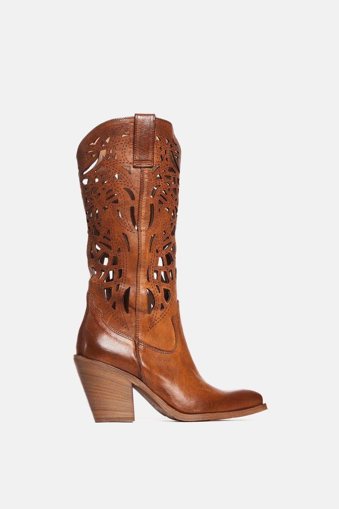 METISSE Stivali Texani in Rag Cuoio 