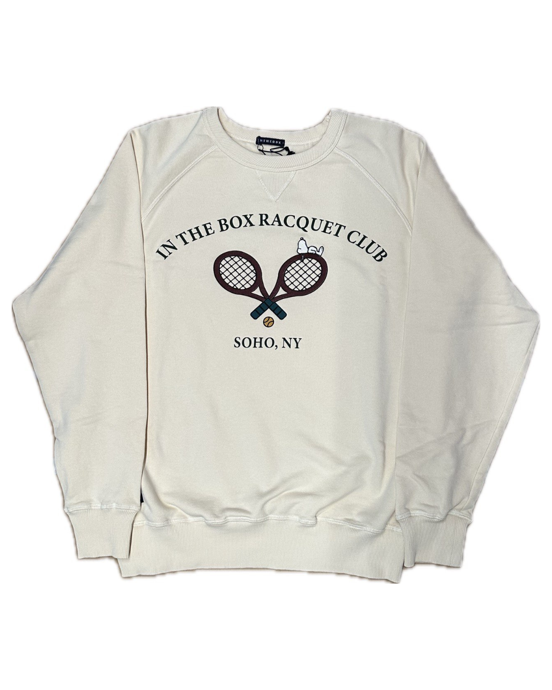 INTHEBOX Felpa girocollo unisex panna Snoopy Tennis 