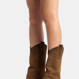 METISSE Stivali Texani in Camoscio Taupe 