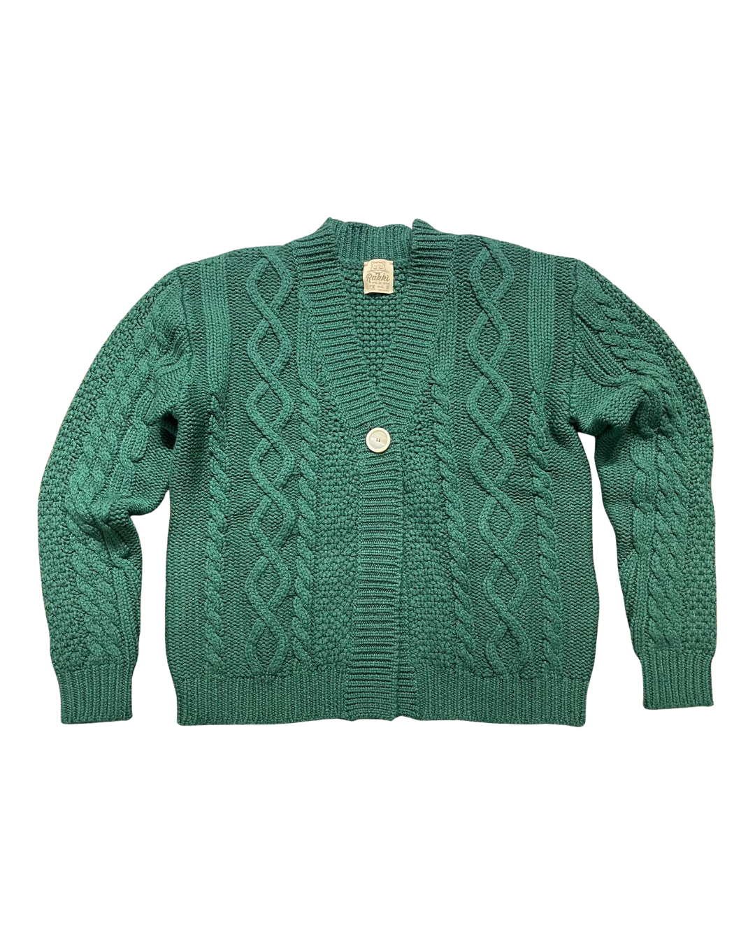 RAKKI Cardigan donna in cashmere verde inglese 