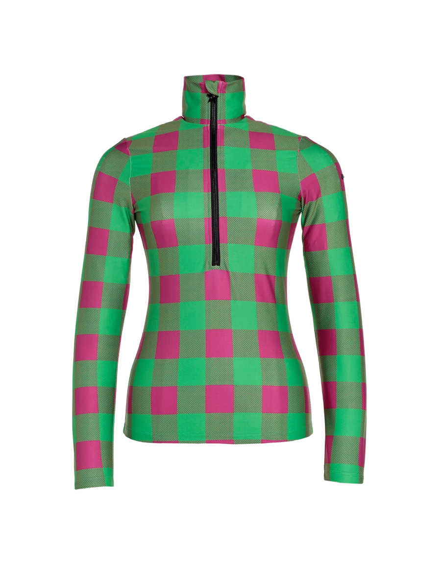 GOLDBERGH Maglia sci donna Woody verde e rosa con zip 
