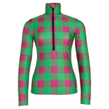 GOLDBERGH Maglia sci donna Woody verde e rosa con zip 