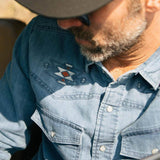 IRON AND RESIN Camicia uomo Tonopah western in tessuto lavato 