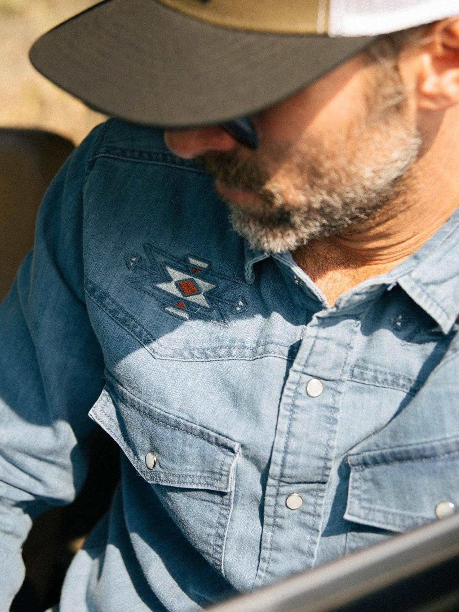 IRON AND RESIN Camicia uomo Tonopah western in tessuto lavato 