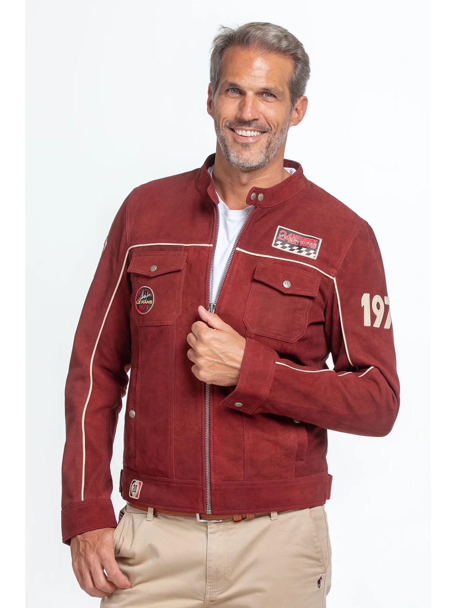 STEVE MCQUEEN Giubbotto uomo in pelle rosso Tom Dark Red 