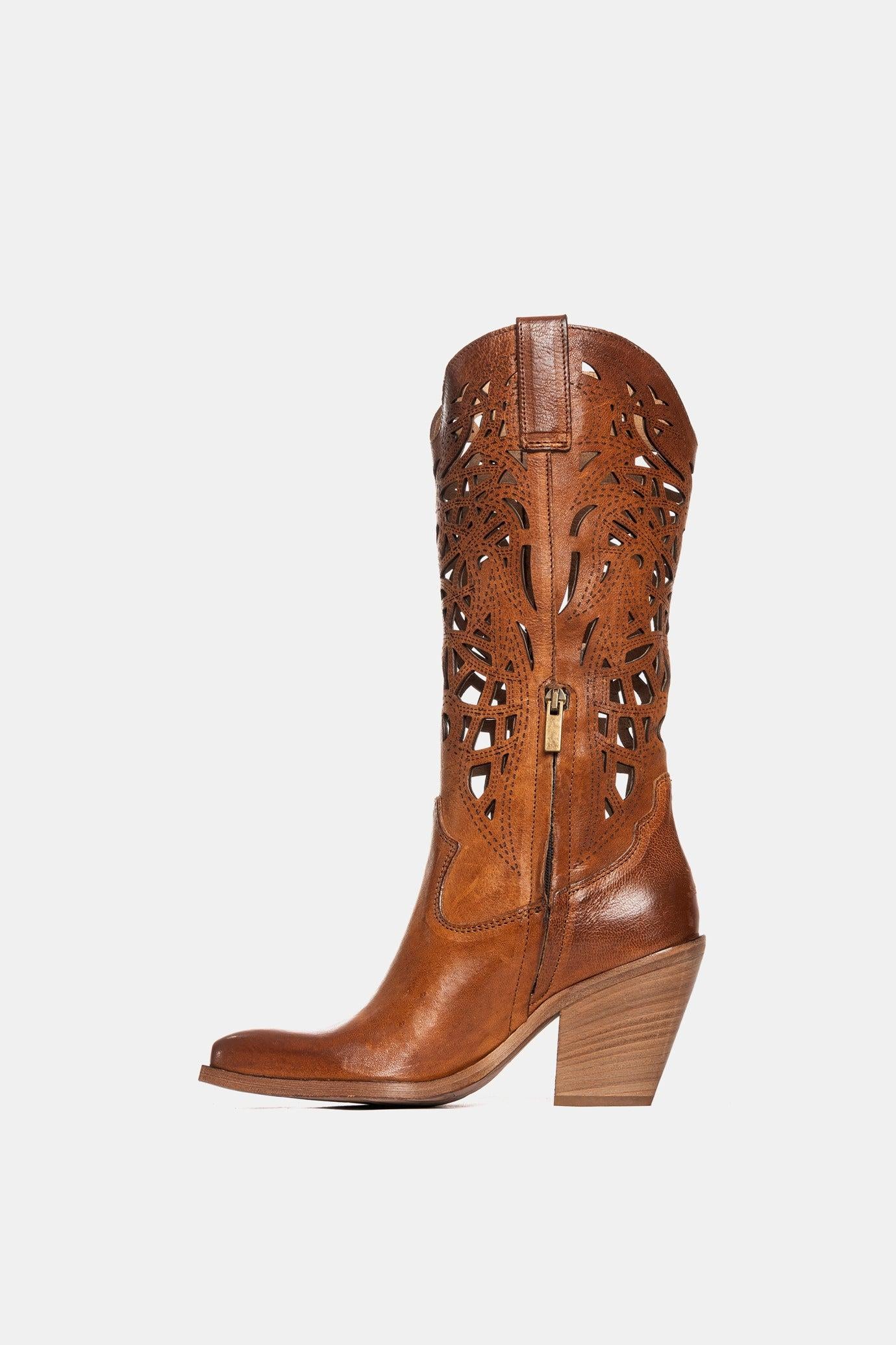 METISSE Stivali Texani in Rag Cuoio 