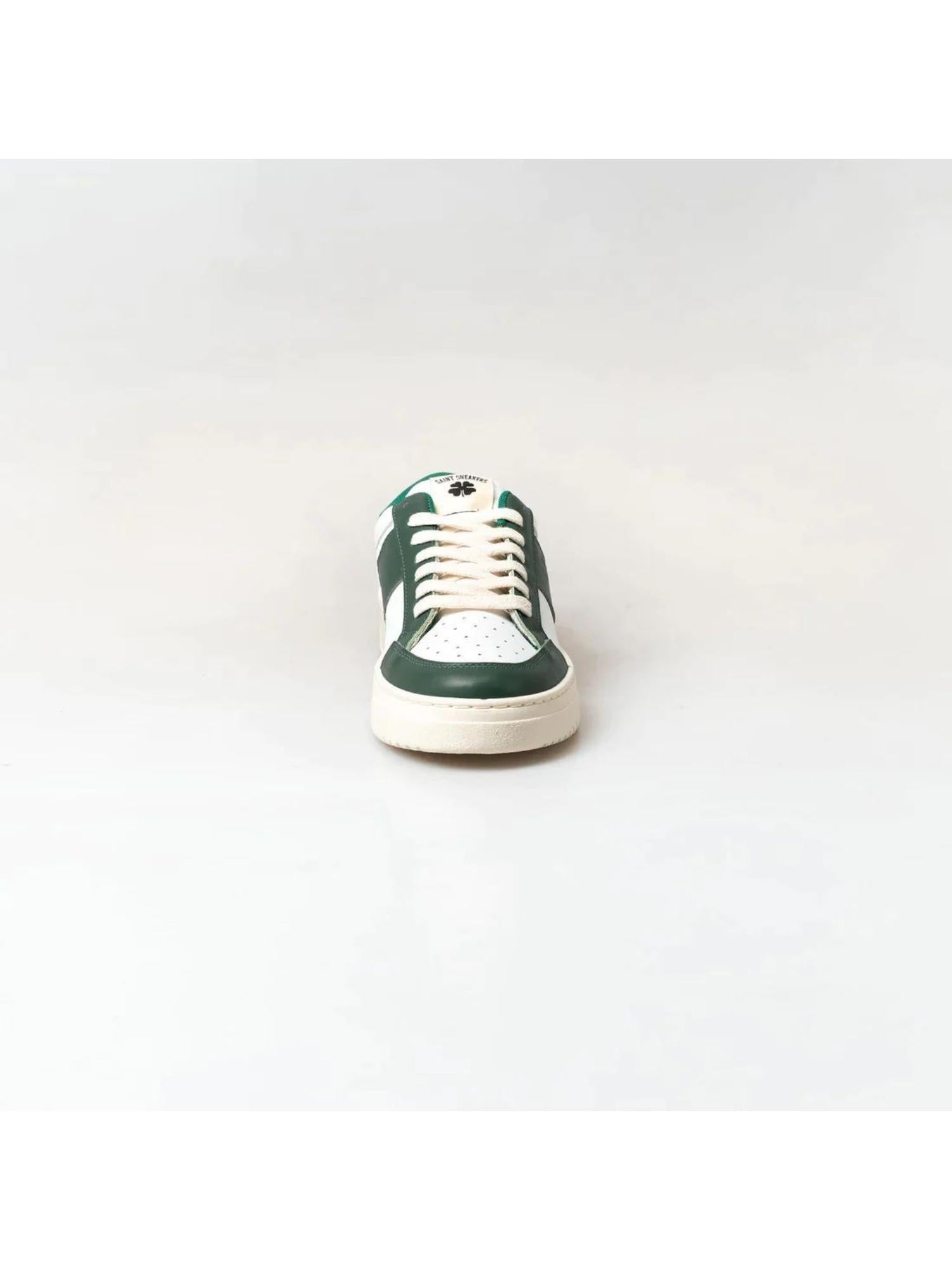 SAINT SNEAKERS Sneakers uomo in pelle Tennis bianche e verdi 