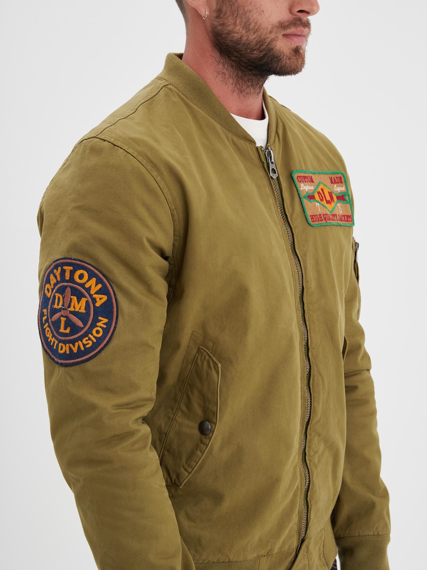 DAYTONA 73 Bomber uomo in cotone verde khaki Corpus 