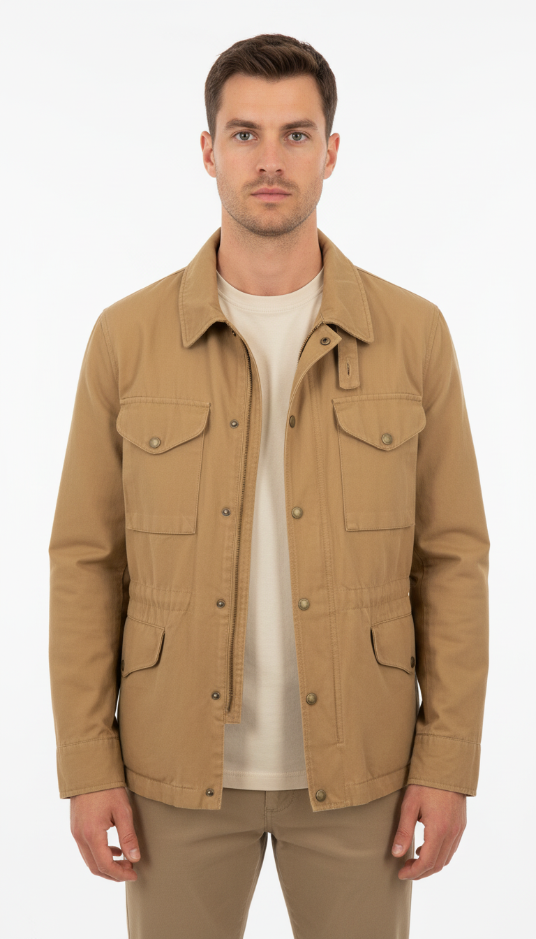 MANIFATTURA CECCARELLI Field Jacket uomo in cotone camel 