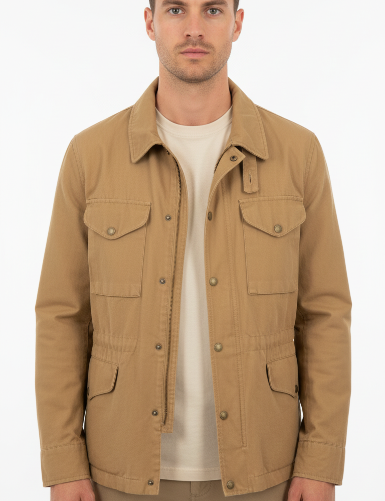 MANIFATTURA CECCARELLI Field Jacket uomo in cotone camel 
