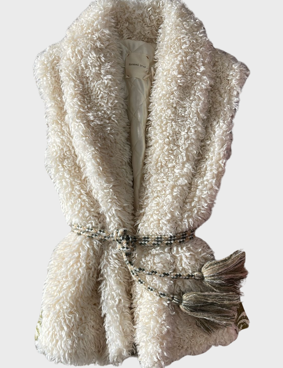 HANAMI D'OR Gilet Donna Eco Pelliccia panna/verde 